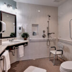 Spacious bathrooms designed for handicap accessibility